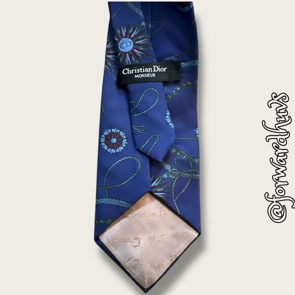 Vintage Christian Dior Monsieur Necktie with CD Logo and Pattern - Picture 3 of 10